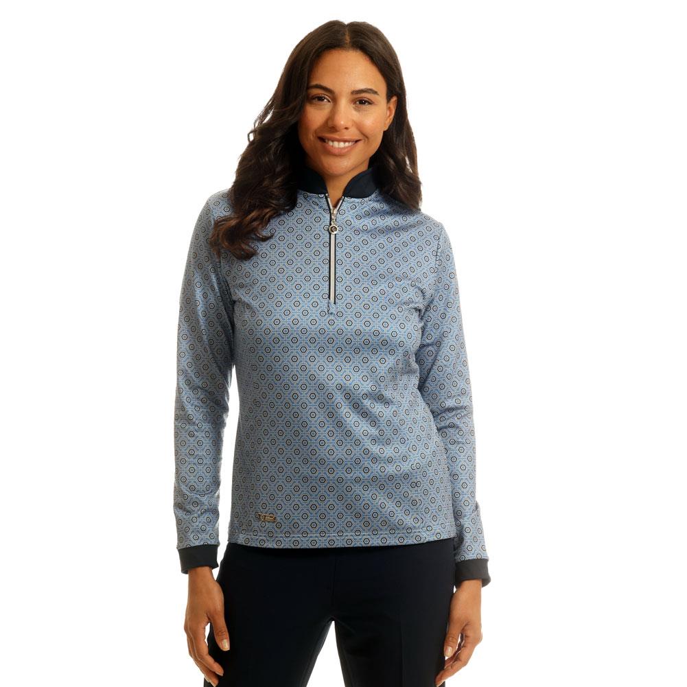 Island Green Hexagon Print 1/4 Zip - Blue