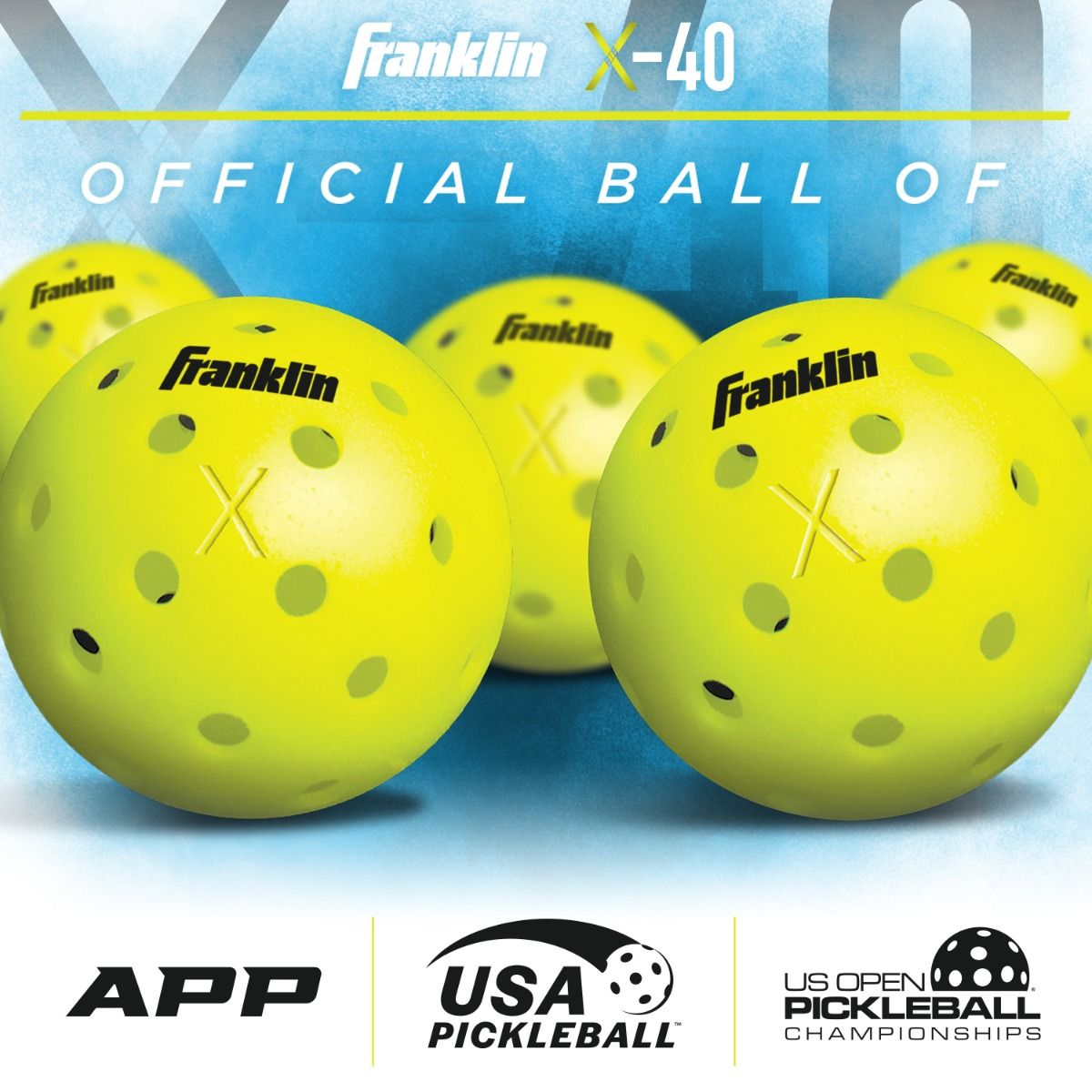 Franklin Sports outdoor X-40 pickleball balls (pack of 100) - Optic yellow