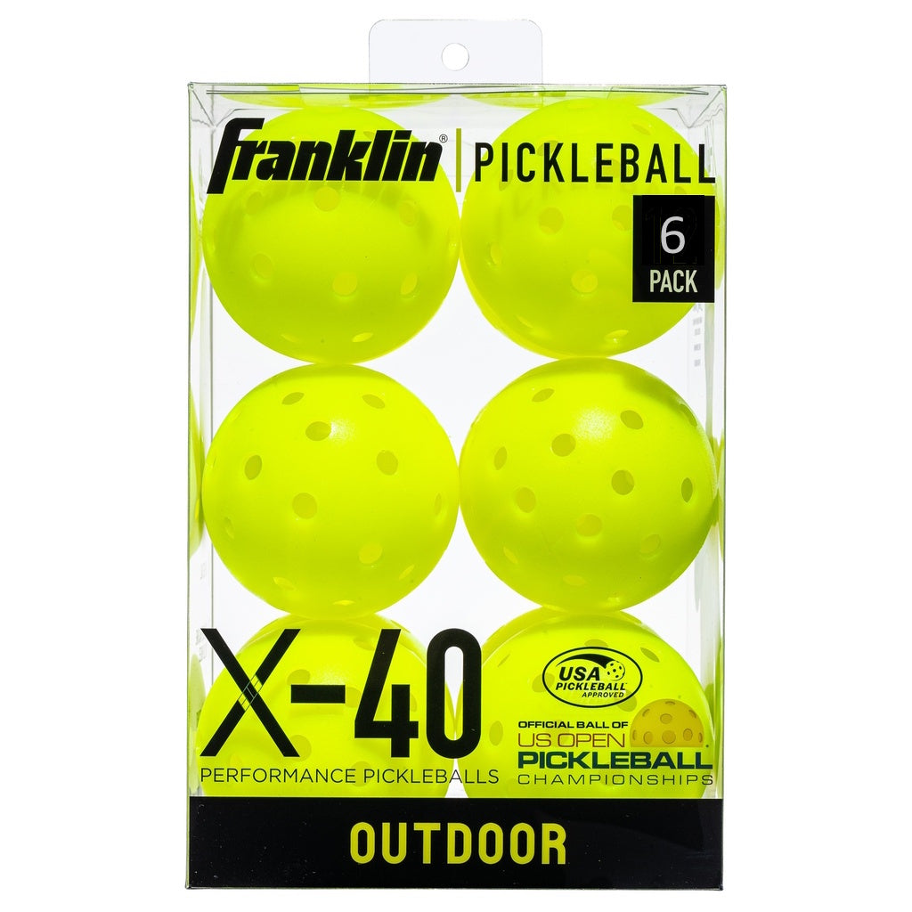 Franklin Sports outdoor X-40 pickleball balls (pack of 6) - Optic yellow
