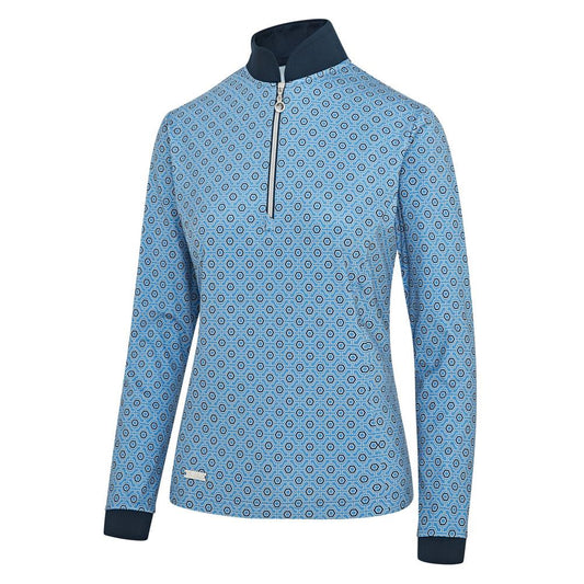 Island Green Hexagon Print 1/4 Zip - Blue