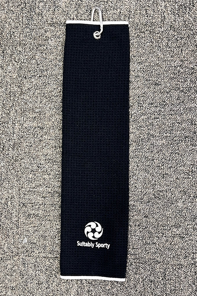 Suitably Sporty Tri-fold waffle towel - Black