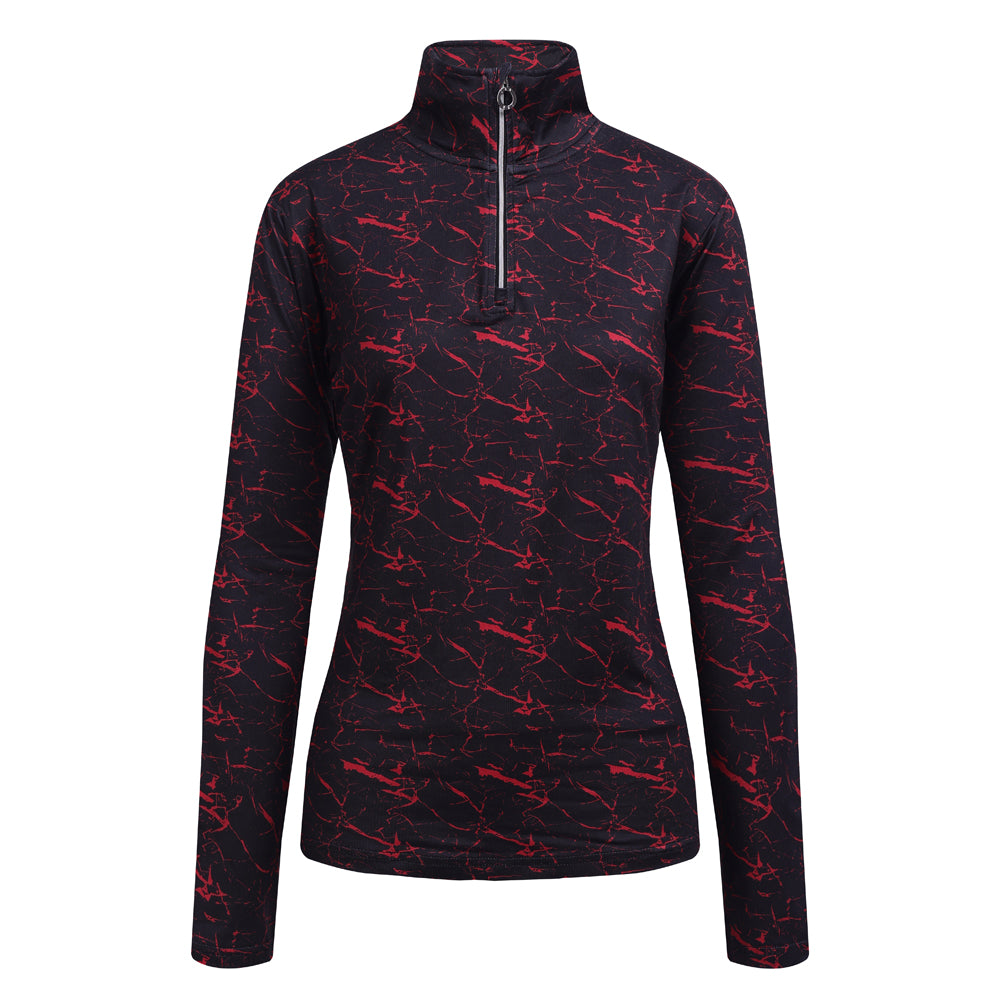 JRB 1/4 Zipped Mid Layer - Black with Red Print