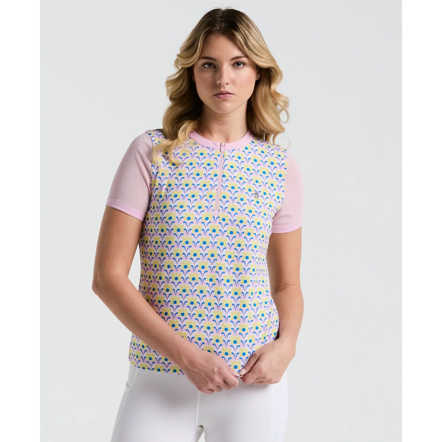 Original Penguin Lattice Short Sleeved top - Charm Pink print