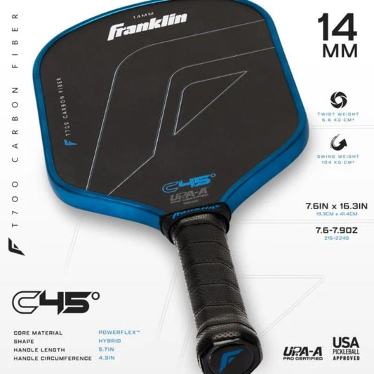 Franklin C45° Carbon Hybrid Series Pickleball Paddle - Black/Blue
