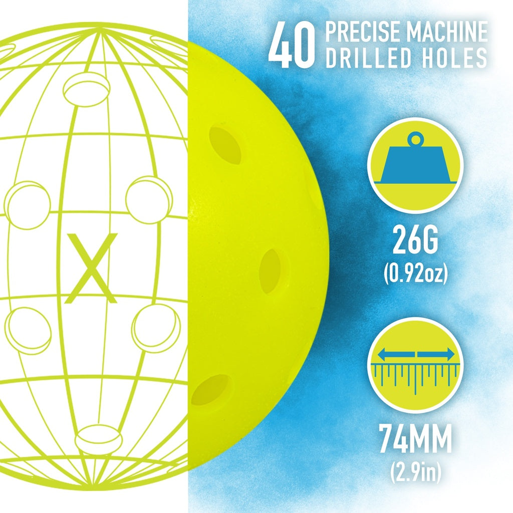 Franklin Sports outdoor X-40 pickleball balls (pack of 6) - Optic yellow