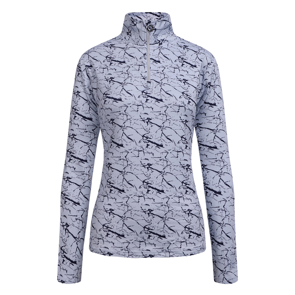 JRB 1/4 Zipped Mid Layer - Grey with Navy Print