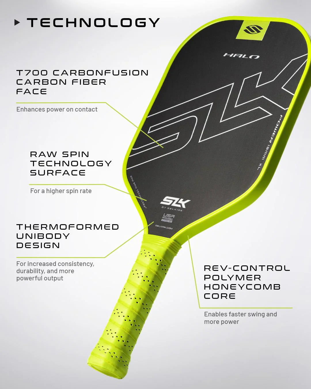 Selkirk Halo Power XL pickleball paddle - Storm grey