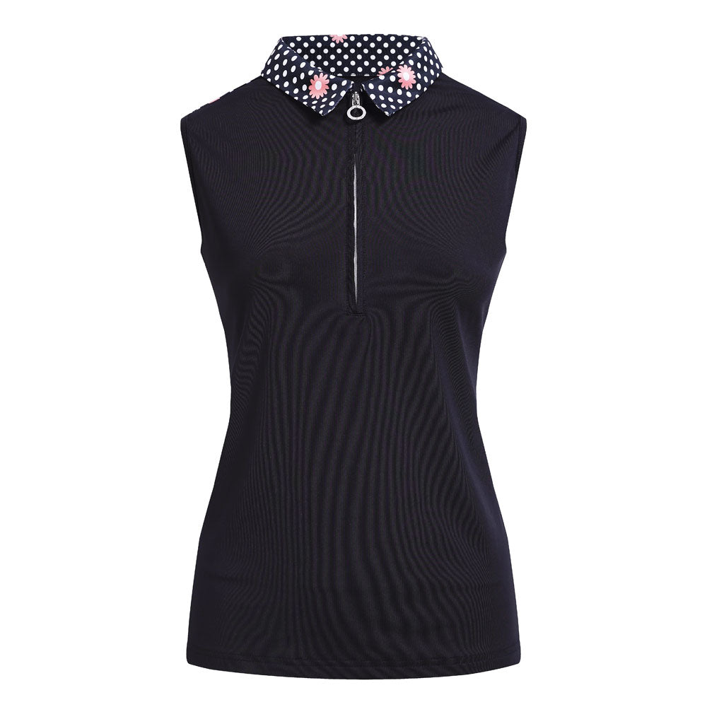 JRB sleeveless shirt - Black with Peach print