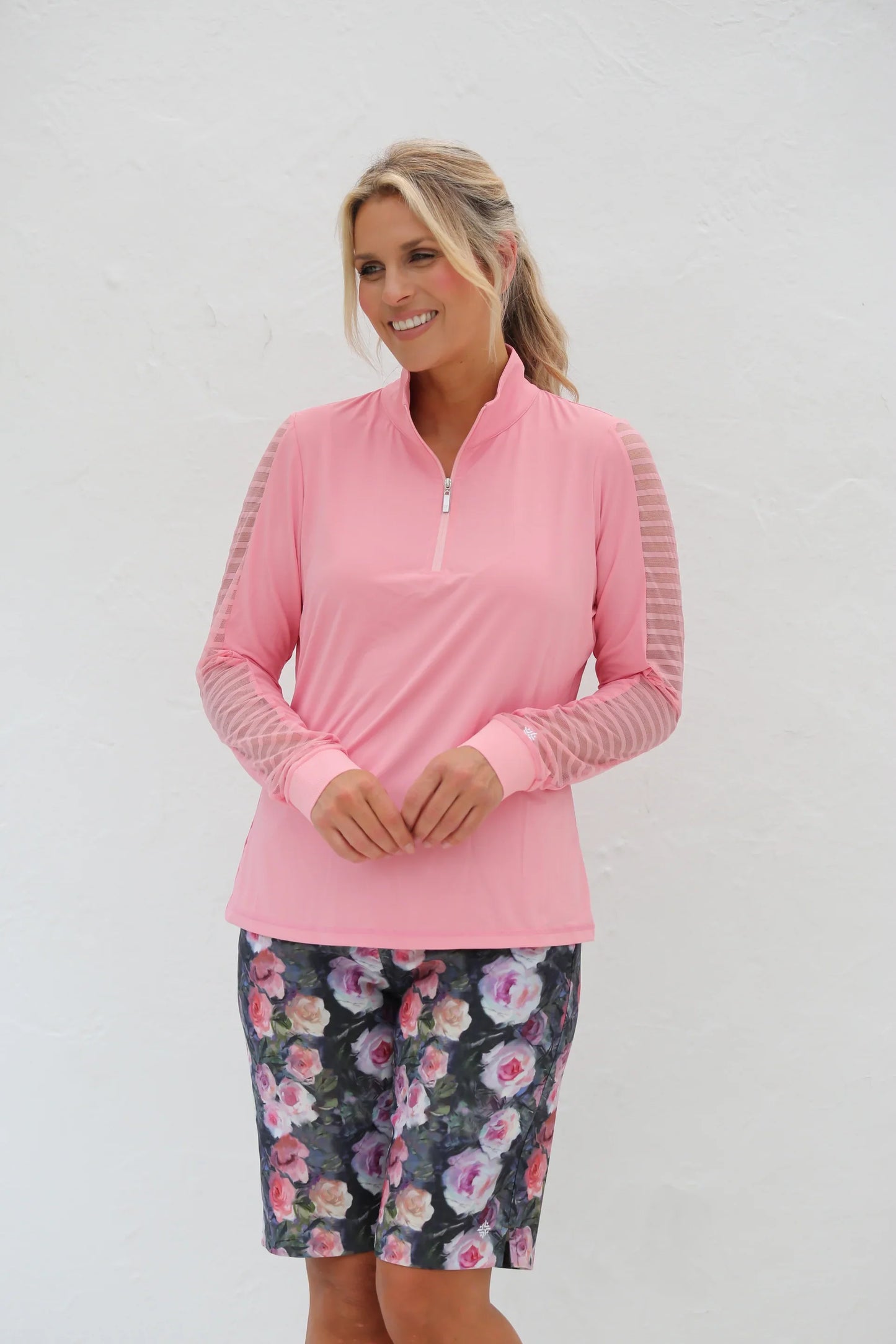 Famara Sheer long sleeved top - Grapefruit
