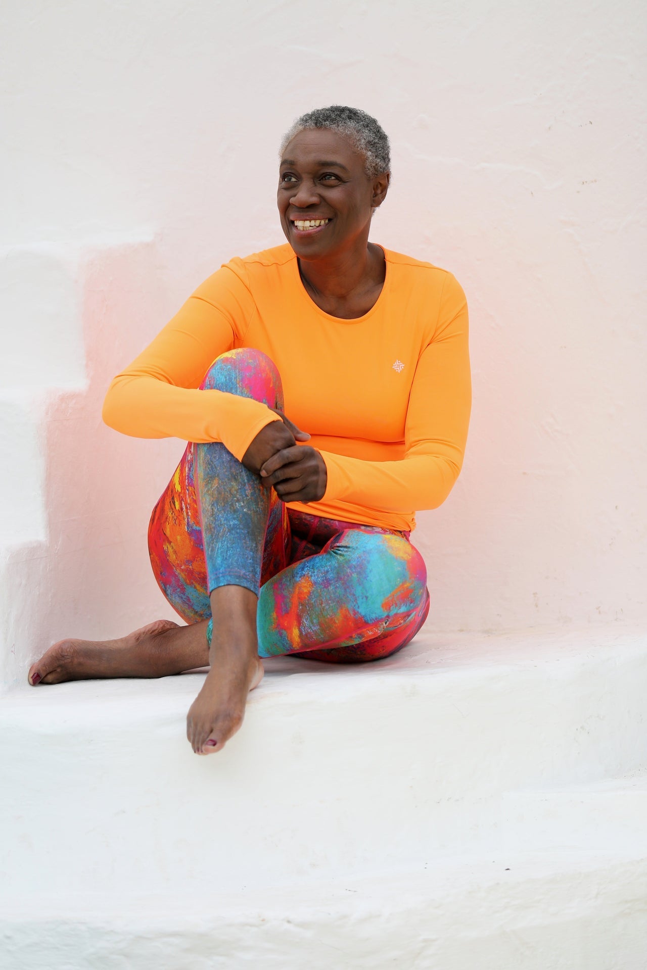 Long Sleeve Performance Sports Tee in Florescent orange