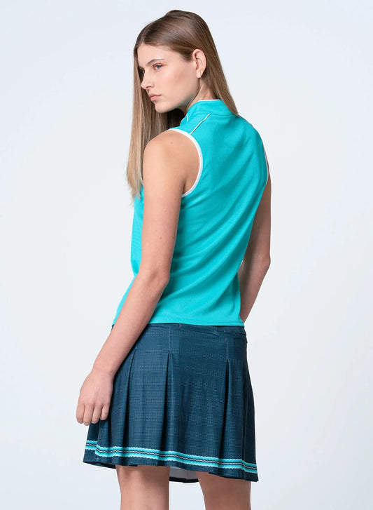 Lucky in Love Mandarin Sleeveless Top - Aquamarine