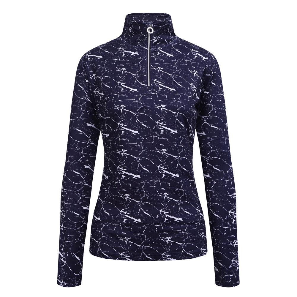 JRB 1/4 Zipped Mid Layer - Navy with Grey Print