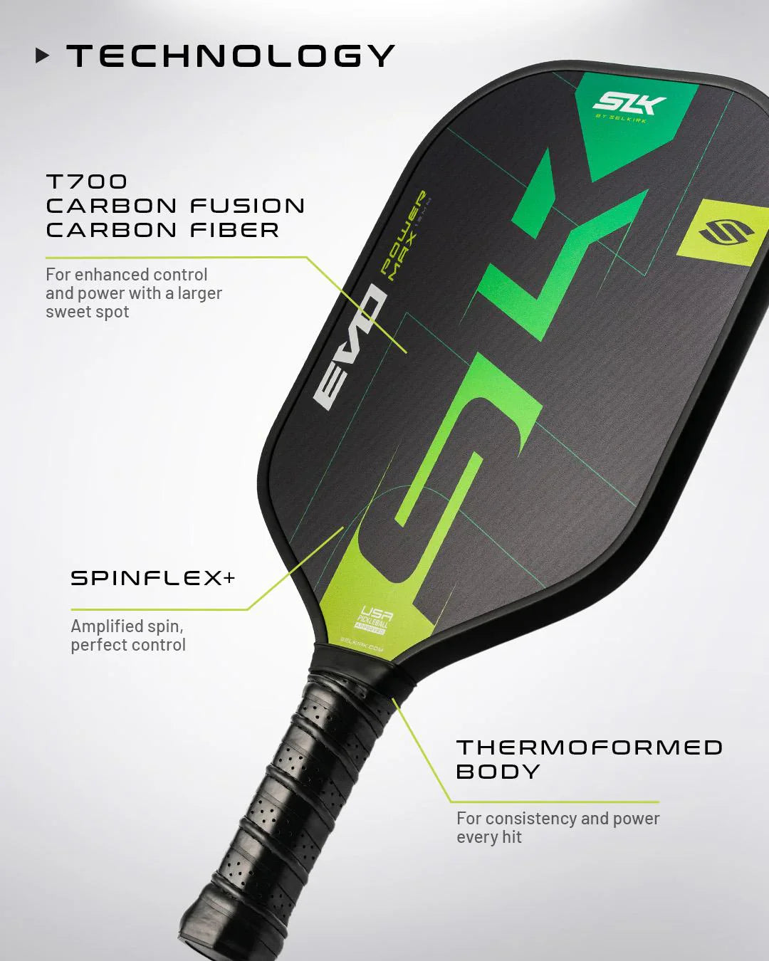 Selkirk Evo Power XL pickleball paddle - Citron Green (new design)