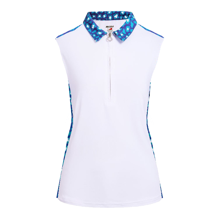 JRB Sleeveless shirt - White Lapis Green Print