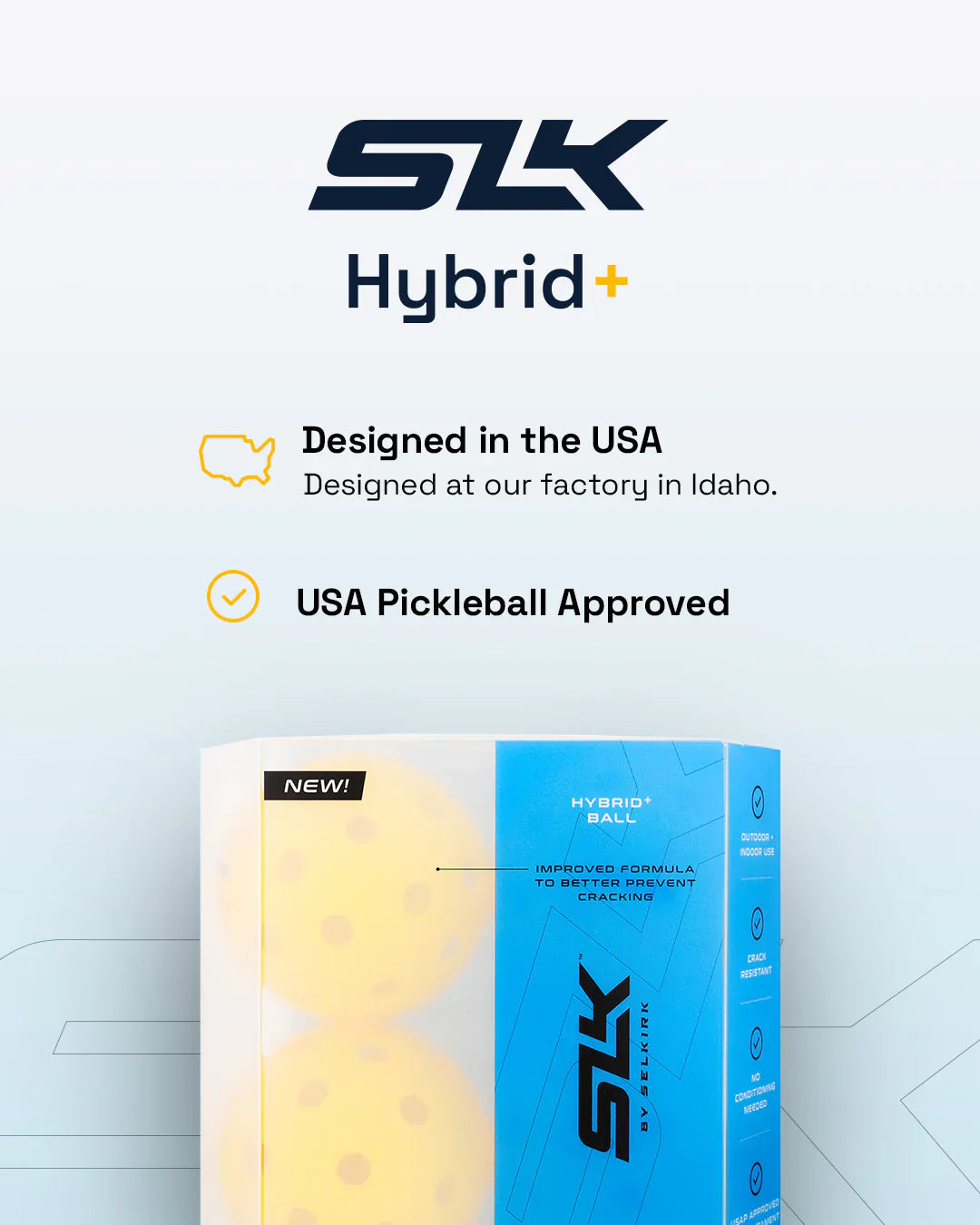 Selkirk SLK Hybrid+ pickleball balls (packs of 1, 3, 6, 12) - Yellow