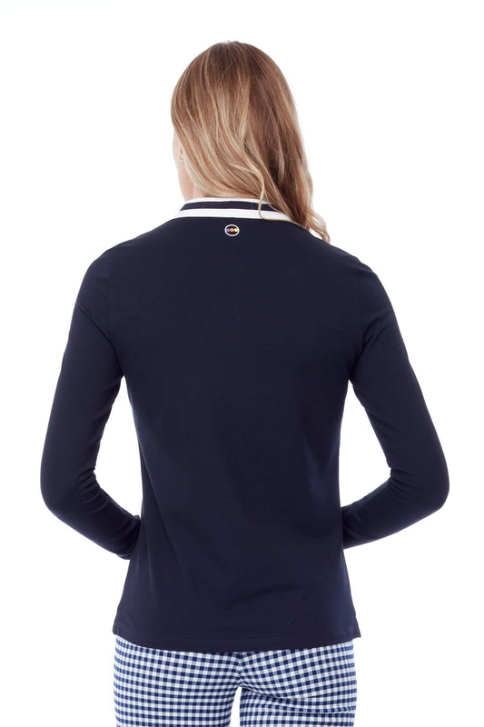 Swing Control pique long sleeved polo - Navy