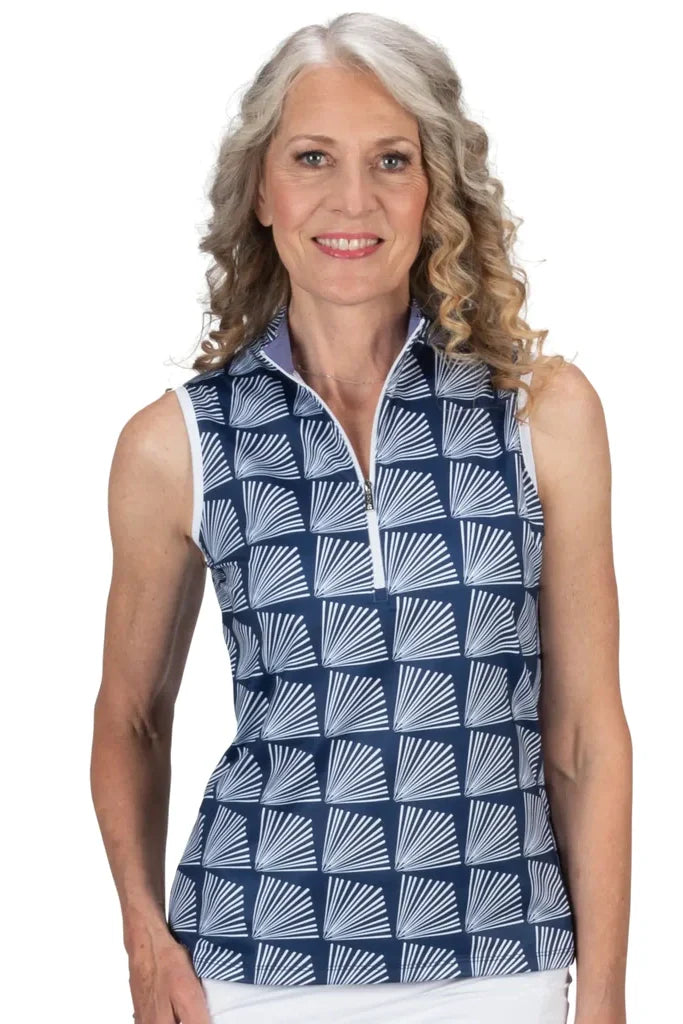 Nancy Lopez Fanny sleeveless polo - Navy Multi