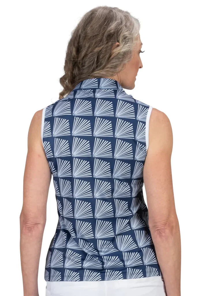 Nancy Lopez Fanny sleeveless polo - Navy Multi