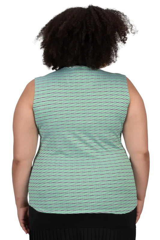 Nancy Lopez Shift sleeveless polo - Green/White/Black Multi