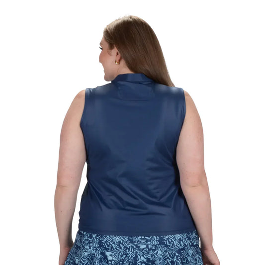 Nancy Lopez Shine sleeveless polo - Navy