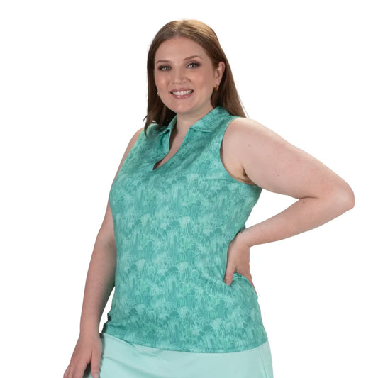 Nancy Lopez Sonora sleeveless polo - Aqua multi