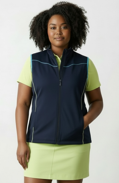 JRB Gilet/Vest - Navy with Lime/River Blue Piping