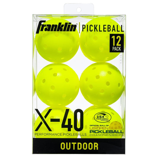 Franklin Sports outdoor X-40 pickleball balls (pack of 12) - Optic yellow