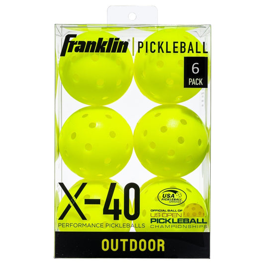 Franklin Sports outdoor X-40 pickleball balls (pack of 6) - Optic yellow