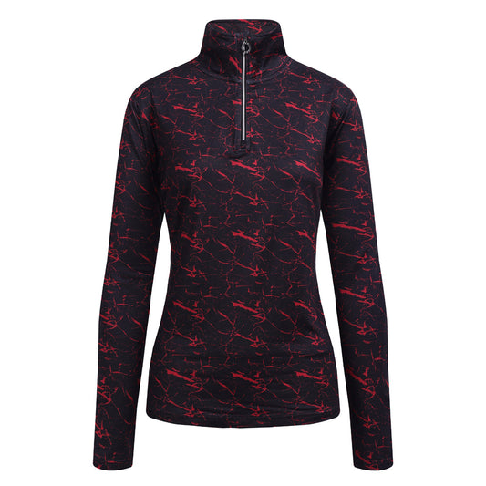 JRB 1/4 Zipped Mid Layer - Black with Red Print