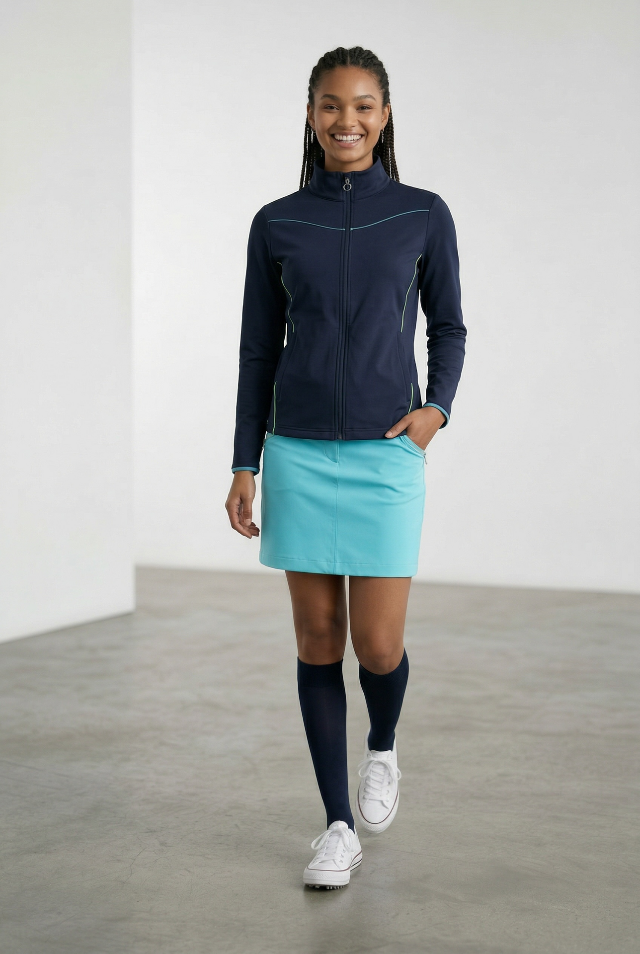 JRB Midlayer Jacket - Navy with River Blue/Lime Piping