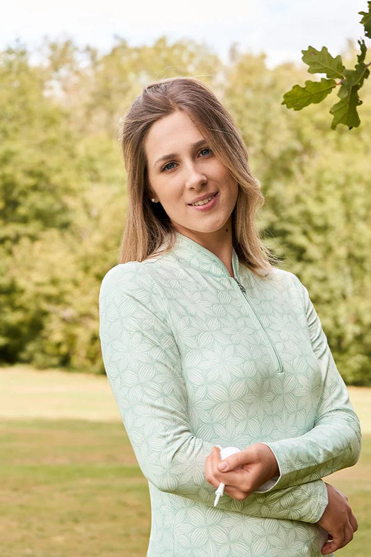 Pure Golf Ashlea Long Sleeved Polo - Frosted Field