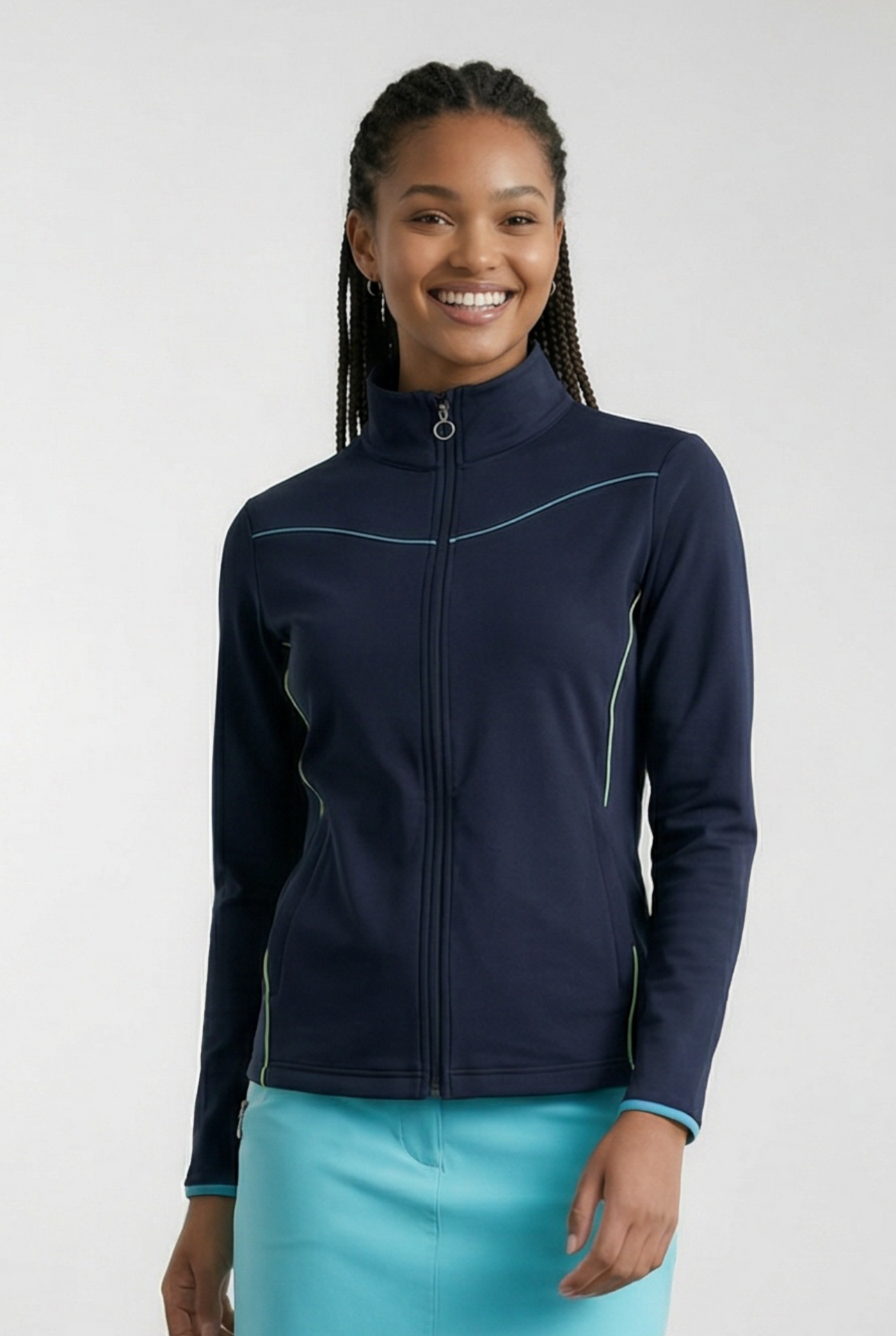 JRB Midlayer Jacket - Navy with River Blue/Lime Piping