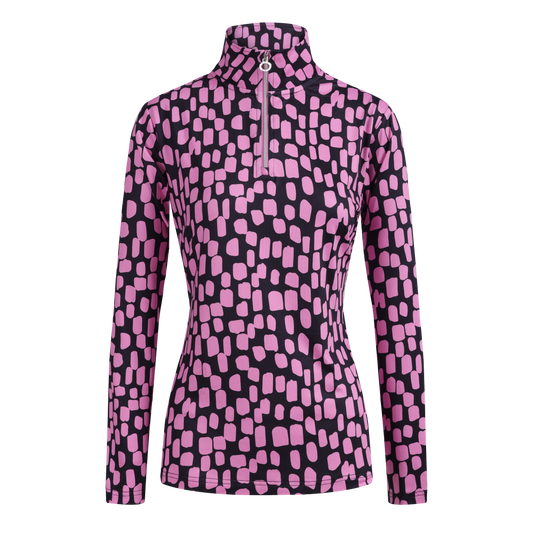 JRB 1/4 zipped mid layer - Fuchsia print
