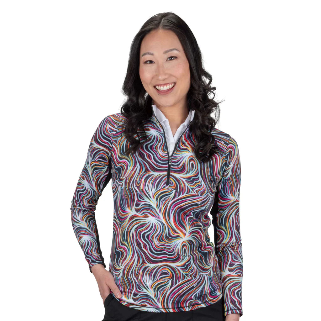 Nancy Lopez Blast 1/4 zip Long Sleeved  - Flow Black
