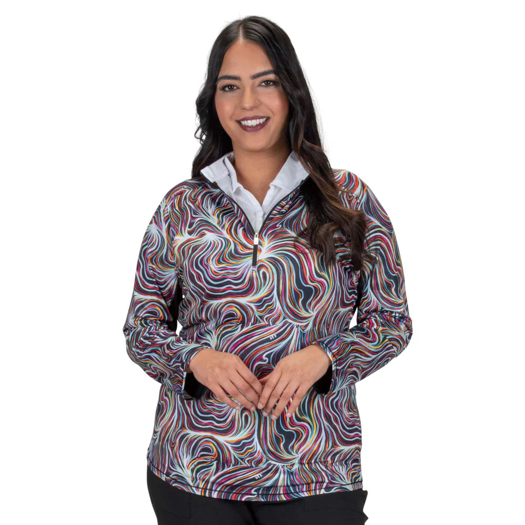 Nancy Lopez Blast 1/4 zip Long Sleeved  - Flow Black