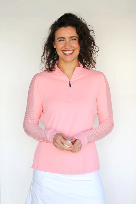 Famara Sheer long sleeved top - Grapefruit