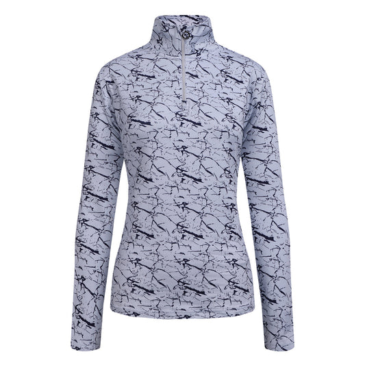 JRB 1/4 Zipped Mid Layer - Grey with Navy Print