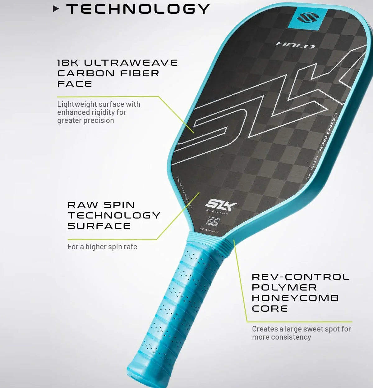 Selkirk Halo Control XL pickleball paddle - Green
