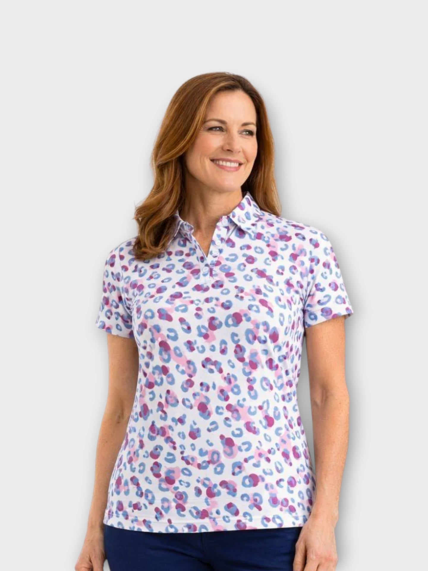 Island Green Short Sleeved Polo - Leopard print