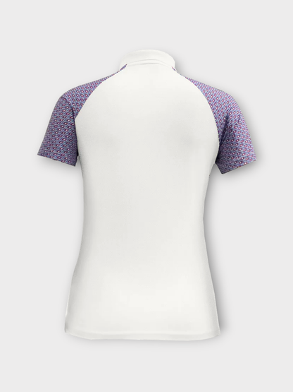 Island Green Short Sleeved Polo - White with Raspberry Geo