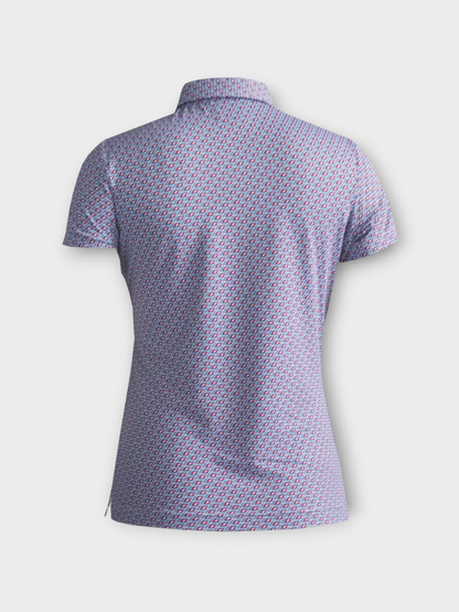 Island Green Short Sleeved Polo - Raspberry Geo Print