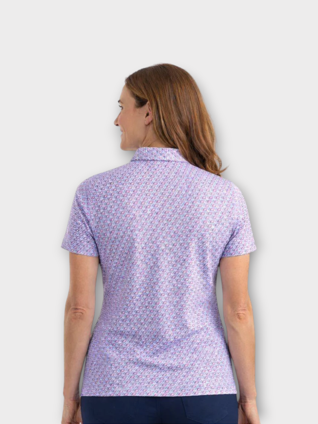 Island Green Short Sleeved Polo - Raspberry Geo Print