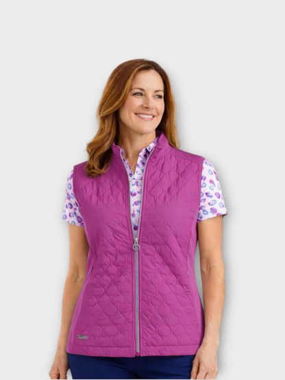 Island Green Quilted Gilet/Vest - Raspberry