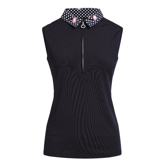 JRB sleeveless shirt - Black with Peach print