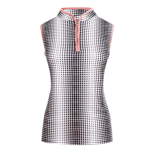 JRB sleeveless shirt - Coral Peach spot print