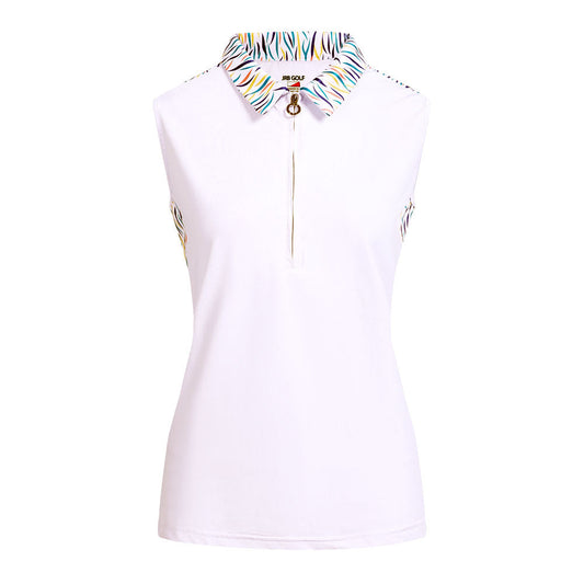JRB Sleeveless shirt - White Feather Blue print