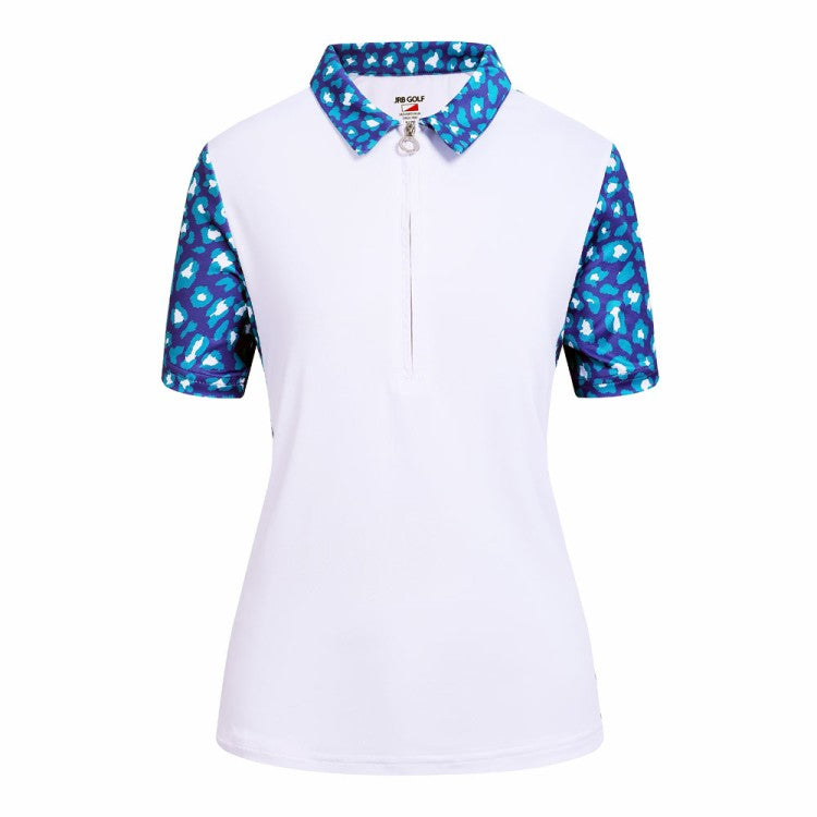 JRB Short Sleeved shirt - White Lapis Green Print