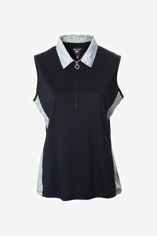 JRB Navy sleeveless shirt - Dash trim