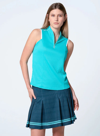 Lucky in Love Mandarin Sleeveless Top - Aquamarine