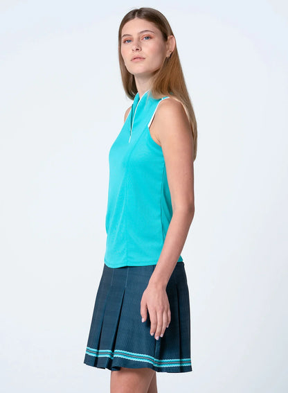 Lucky in Love Mandarin Sleeveless Top - Aquamarine